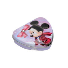 Heart shaped small metal hinged lid tin box